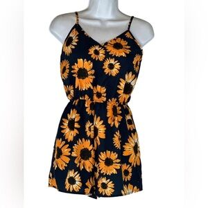 PatPat Sunflower Print One Piece - Black and Yellow